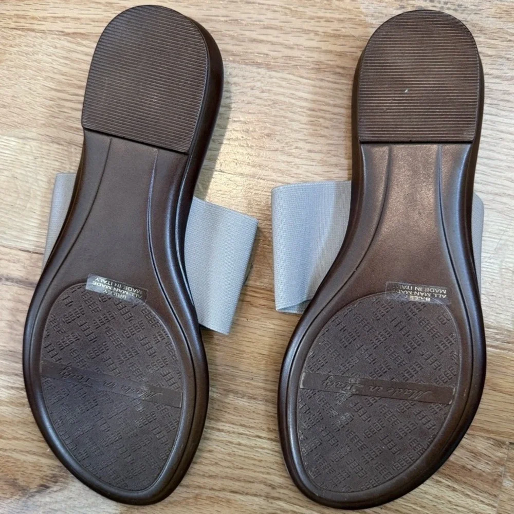 Italian Shoemaker Neutral Tan Strappy Slide Sandals Made in Italy Size 8.5